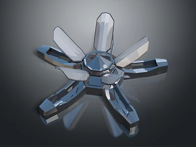 Metallic Multi Blade Geometric Equipment Component With Shiny Reflective Surface And Mechanical Design Structure 3d model