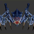 Blue Spider Like Game Monster Character With Red Eyes And Sharp Claws 3d model