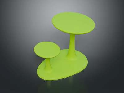Colorful Green Two Tiered Food Serving Table With Round Tops And Oval Base 3d model