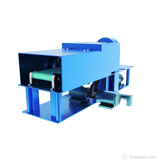 Blue Industrial Conveyor Machine With Metal Frame And Roller Components 3d model 