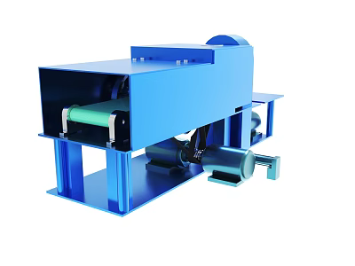 Blue Industrial Conveyor Machine With Metal Frame And Roller Components 3d model