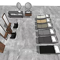 Modern Comfortable Massage Beds With Different Colored Surfaces Arranged On Gray Floor