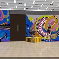Colorful Art Mural Decorated Public Space With Archway And People Activities