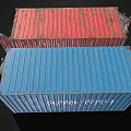 Industrial Shipping Containers Red And Blue With Open Door Featuring Global Freight Solutions For Logistics