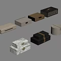 Stylish Decorative Storage Boxes with Various Designs and Textures for Home 3d model