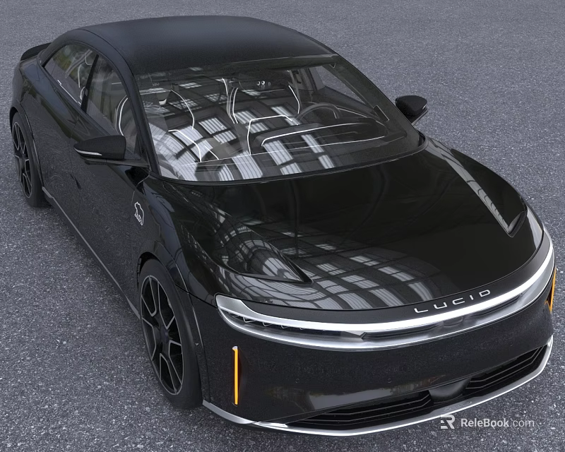 Sleek Black Lucid Car With Modern Exterior And Aerodynamic Design 3d model 