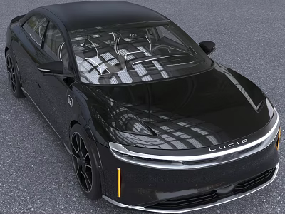 Sleek Black Lucid Car With Modern Exterior And Aerodynamic Design 3d model