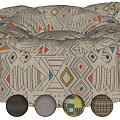Colorful Geometric Pattern Bean Bag Chair With Soft Modern Comfortable Design