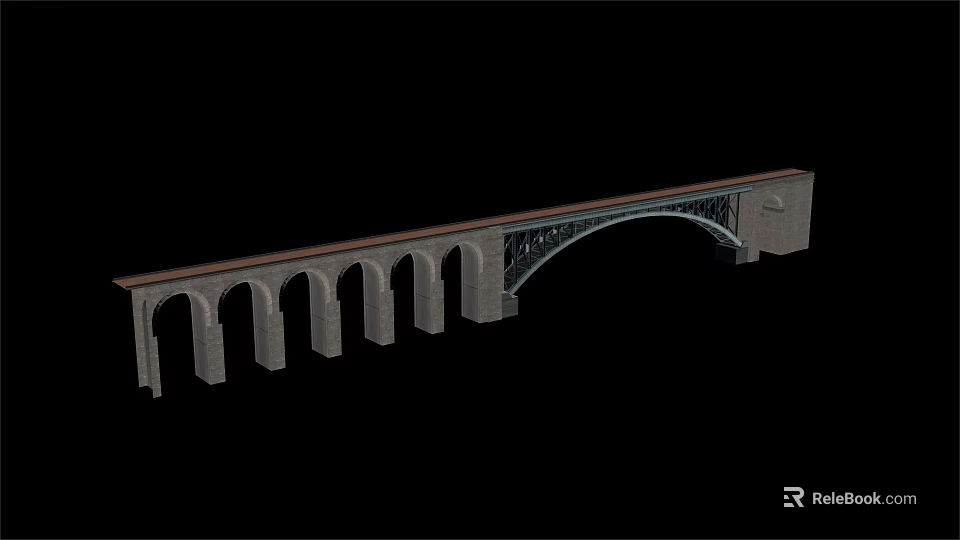 Classic Stone Arch Bridge With Multiple Arches And Sturdy Construction Design 3d model