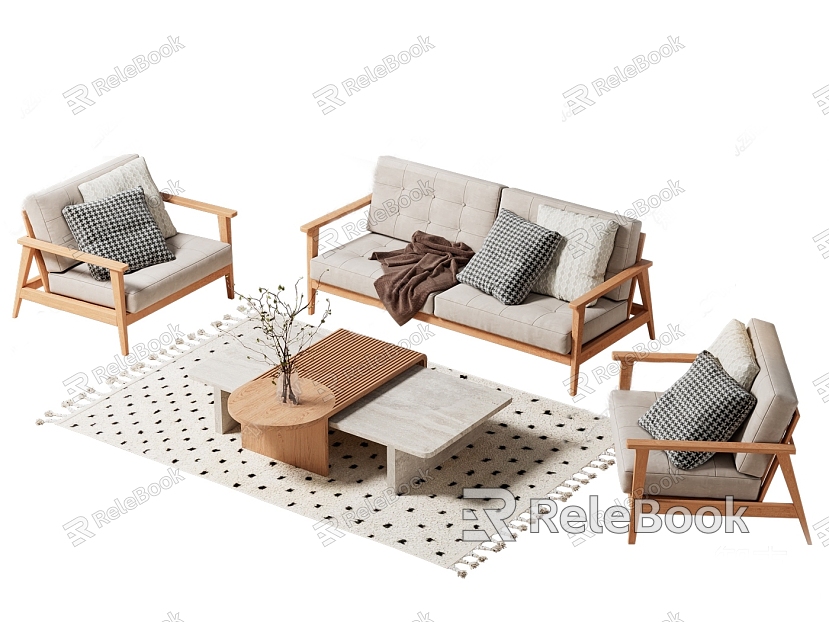 Modern minimalist sofa coffee table combination model