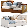 Modern Sofa Bed With Colorful Pillows And Soft Blankets