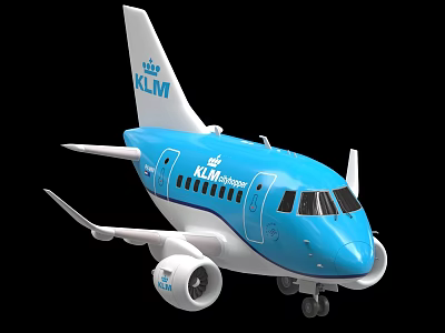 KLM Royal Dutch Airlines Blue And White Passenger Airplane With Logo 3d model
