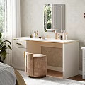 Modern White Dressing Table With Mirror Stool And Natural Light From Window Plant 3d model