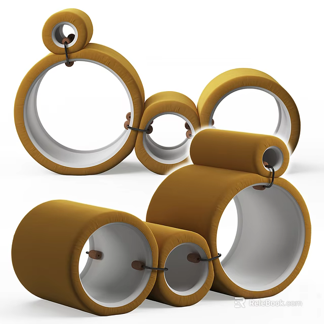 Modern Yellow Lounge Chair With Circular Ring Design And Comfortable Structure 3d model