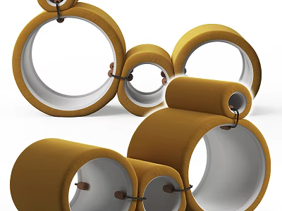 Modern Yellow Lounge Chair With Circular Ring Design And Comfortable Structure 3d model