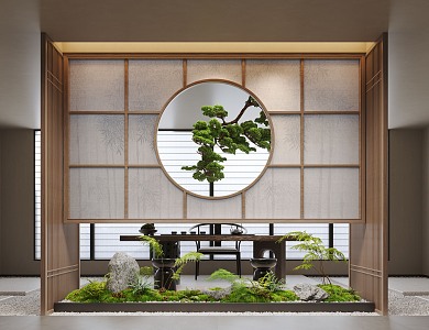 New Chinese Style Indoor Landscape Landscaping Landscape Setches Indoor Landscape Indoor Landscape Bryophytes Plant Pile 3d model