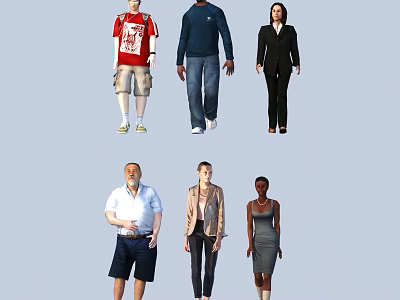 character woman man 3d model
