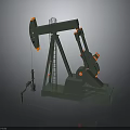 Industrial Oil Pumpjack Equipment with Gray Structure and Orange Mechanical Arm and Support Frame