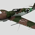 Vintage Military Fighter Aircraft with Camouflage Paint Green Brown Colors Iron Cross Insignia Yellow Propeller Design