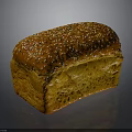 Golden Brown Rectangular Whole Wheat Bread with Sesame and Poppy Seeds on Dark Background