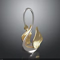 Elegant Silver And Gold Swan Sculpture With Curved Neck And Feather Design