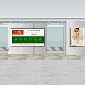 Bus Stop With Route Information Display Screen And Person Image Billboard 3d model