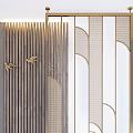 Luxury Partition Design With Gold Frame And Striped Mirror Panels 3d model