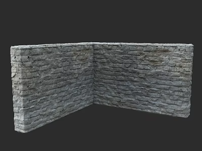 Gray Corner Brick Wall With Textured Surface And Classic Design 3d model