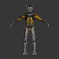Futuristic 3D Robot Character With Yellow Black Mechanical Armor And Humanoid Structure 3d model