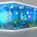 Ocean Themed Window Display With Mermaid Figure Bubbles Corals And Sea Plants