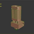 Red Metallic Detailed 3D Printed Mechanical Component Featuring Heat Sink Structure