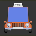 Orange Taxi Toy Model With Blue Windows White Wheels Roof Sign And Lettering