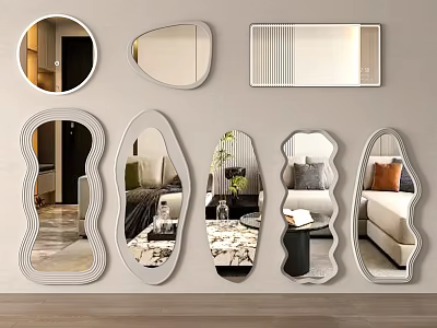 Contemporary Decorative Mirrors In Various Shapes And Modern Designs For Home Interiors 3d model