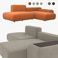 Modern Orange and Gray Modular Sectional Sofa With Removable Cushions And Tabletop Panel 3d model
