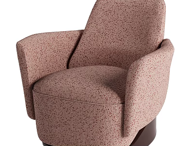 Stylish Pink Speckled Fabric Armchair With Armrests And Dark Swivel Base 3d model