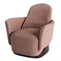Stylish Pink Speckled Fabric Armchair With Armrests And Dark Swivel Base