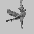 Game Movie Character With Purple Feathered Wings In Dynamic Dancing Pose
