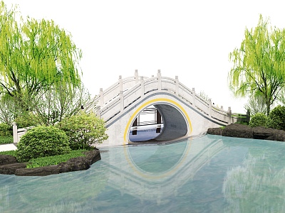 New Landscape Bridge Courtyard Landscape Bridge Arch Bridge Pedestrian Bridge Stone Bridge Waterscape Stone model