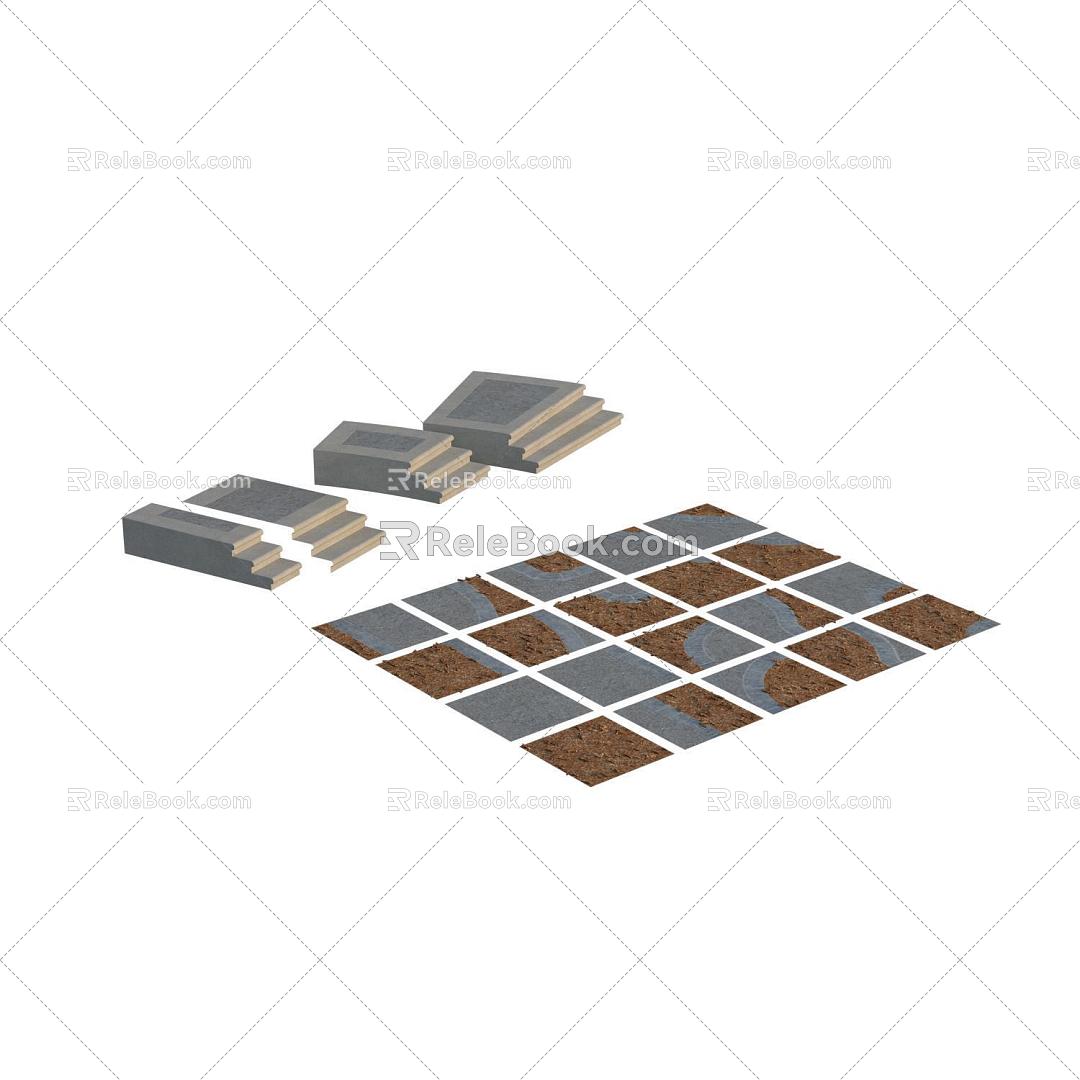 Road Module Floor Tile Grass Lawn Step Plot 3d model