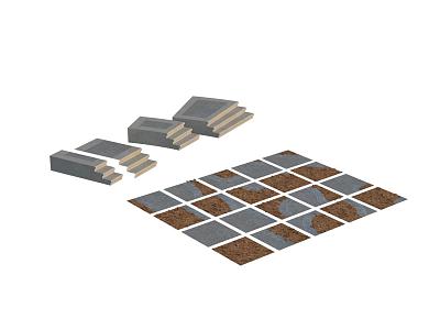 Road Module Floor Tile Grass Lawn Step Plot 3d model