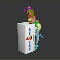 Anime Female Character With Rabbit Ears Leaning On White Animeillo Phon Box