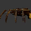 Detailed Mechanical Spider Robot With Metallic Legs And Yellow Brown Body