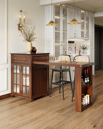 American bar American bar retro bar solid wood island table solid wood floor wine cabinet 3d model