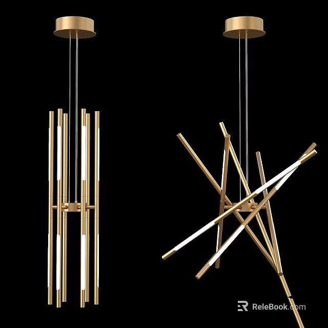 Modern Gold Pendant Lights With Linear And Geometric Design Features 3d model