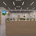 Modern Cafeteria Interior With Tables Chairs Ceiling Light Strips And Wall Decorative Paintings 3d model