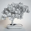 Bonsai Pine Tree With Lush Green Foliage Twisted Trunk Exposed Roots In Ceramic Pot