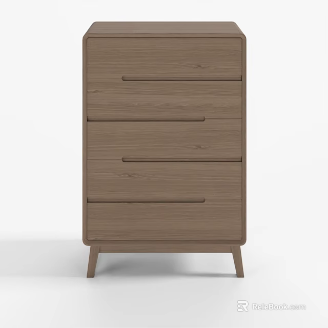 Modern Wooden 5 Drawer Dresser With Slim Legs And Natural Finish 3d model 