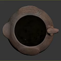 Traditional Terracotta Vessel With Bird Head Handle And Carved Patterns On Pedestal Base