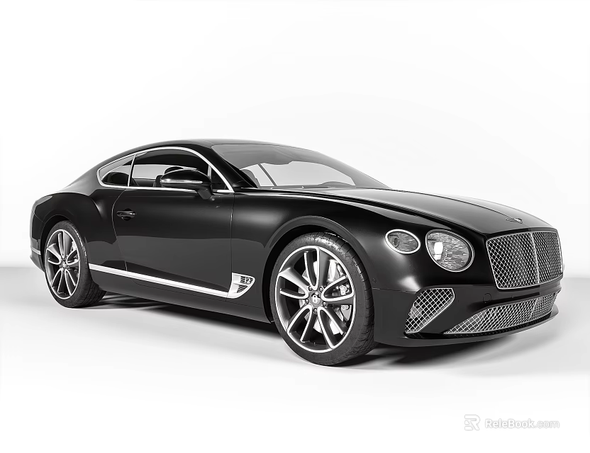 Black Luxury Coupe Car With Modern Design Alloy Wheels And Chrome Grille 3d model 