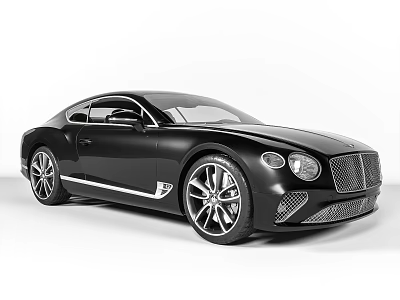 Black Luxury Coupe Car With Modern Design Alloy Wheels And Chrome Grille 3d model